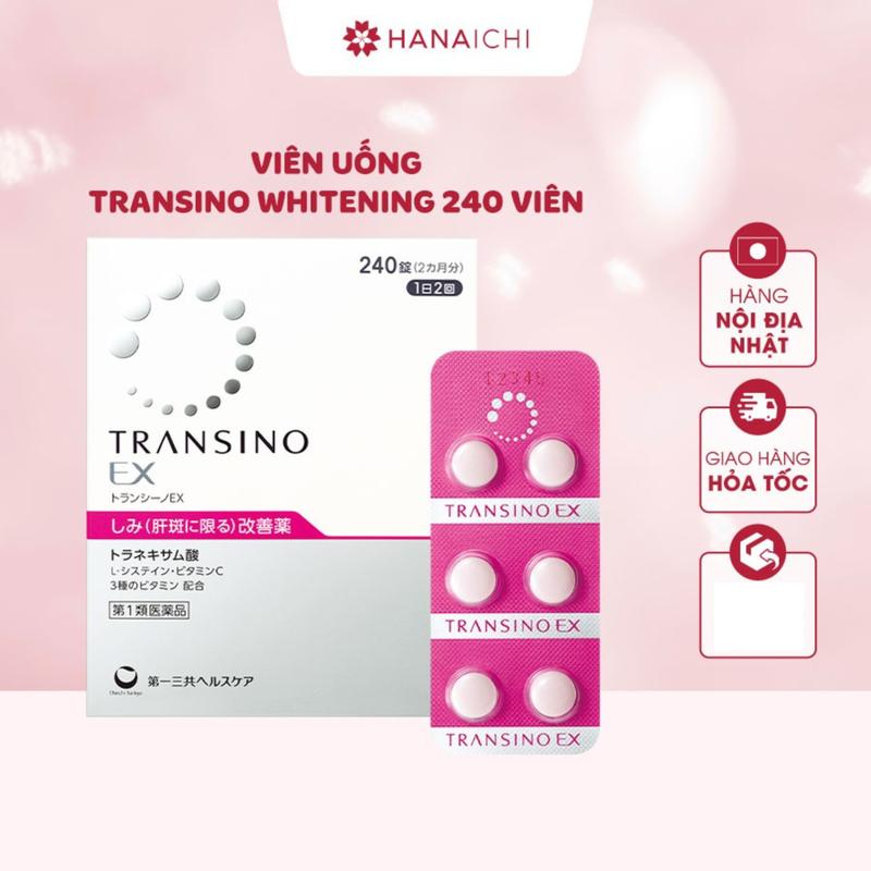   Mẫu mới  Date xa  Viên uống Hỗ Trợ Mờ Nám Sáng Da Transino Whitening 240 viên 