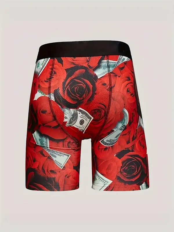 Men's Colorblock Floral Print Boxer Brief, Slim Casual Comfy Underwear For Daily Wear, Men's Underwear For All Seasons 2