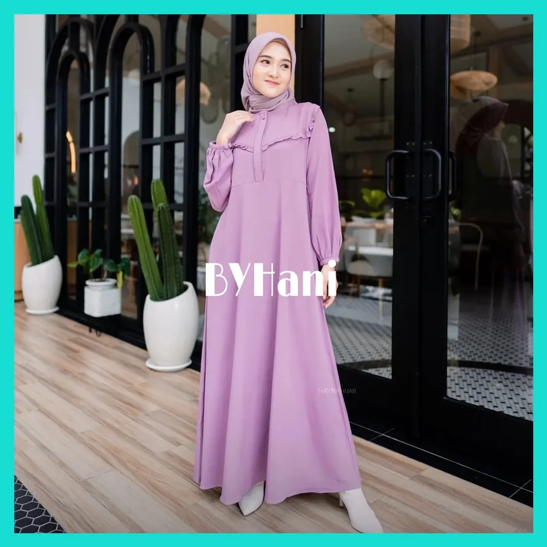 Gamis lebaran 2024 bahan crinkle airflow dress hitam viral ukuran S M L XL XXL