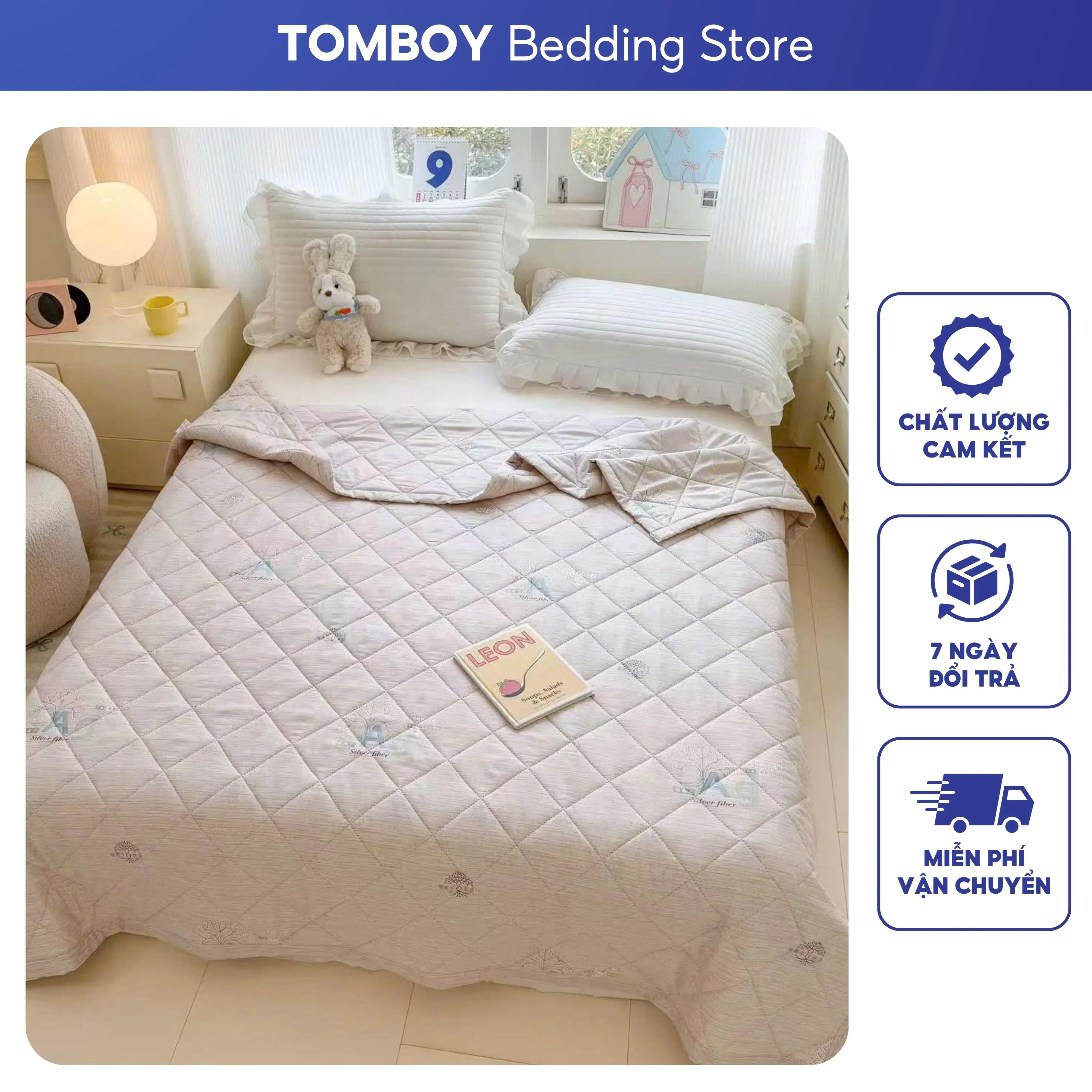 Chăn hè cotton Hàn nhập khẩu TOMBOY BEDDING, mẫu mới năm 2025 mềm, mát, thoáng mồ hôi, kích thước 2mx2m3