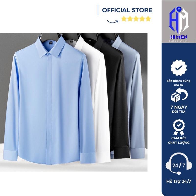 Áo sơ mi nam dài tay cúc ẩn siêu đẹp HIMEN, chất vải không nhăn mềm mịn có độ co dãn giữ form cực tốt, dáng ôm gọn tôn dáng khi sơvin (44-85kg)