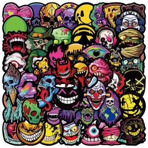 Pegatinas de grafiti de serie Rostro de calavera estilo gótico, juego de 50 piezas, papel decorativo autoadhesivo resistente al agua, pegatinas decorativas para regalos, tarjetas de felicitación, cantimploras, computadoras portátiles y teléfonos.
