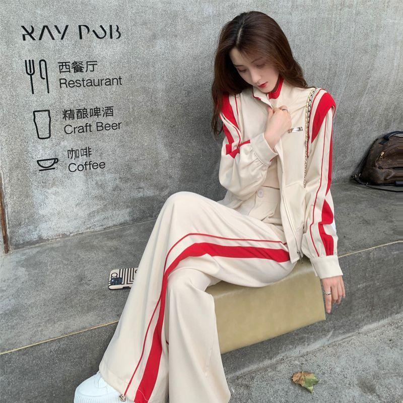 Product Introduction of Bộ Ba Mảnh Cho Nữ, Thanh Lịch Và Thiết Kế Mới, Cao Cấp Và Đẹp Mắt, Chắp Vá, Dây Kéo Cài Cửa, Áo Khoác Ngắn, Quần Ống Rộng, Cạp Cao, Bó Sát, Thích Hợp Cho Mùa Thu Và Mùa Đông 8