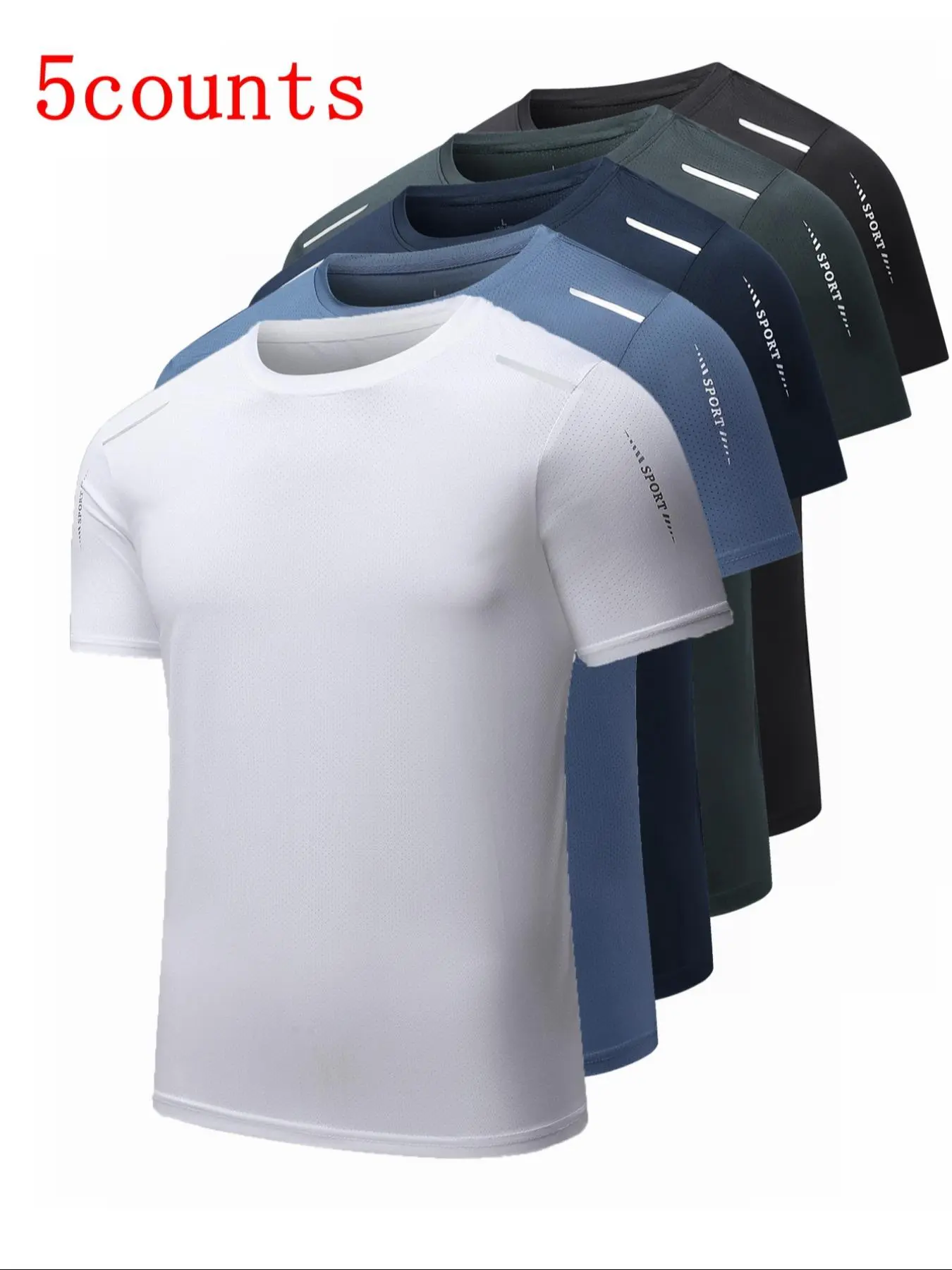Men's Solid Color Breathable Quick Drying Short Sleeve Tee, Regular Fit Sporty Round Neck T-shirt for Gym Workout Running, Men's Summer Top for Daily Wear