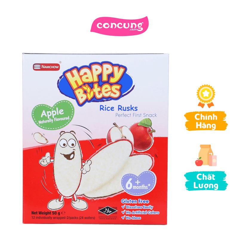 Bánh Gạo Ăn Dặm Cho Trẻ Em Happy Bites Táo 50g