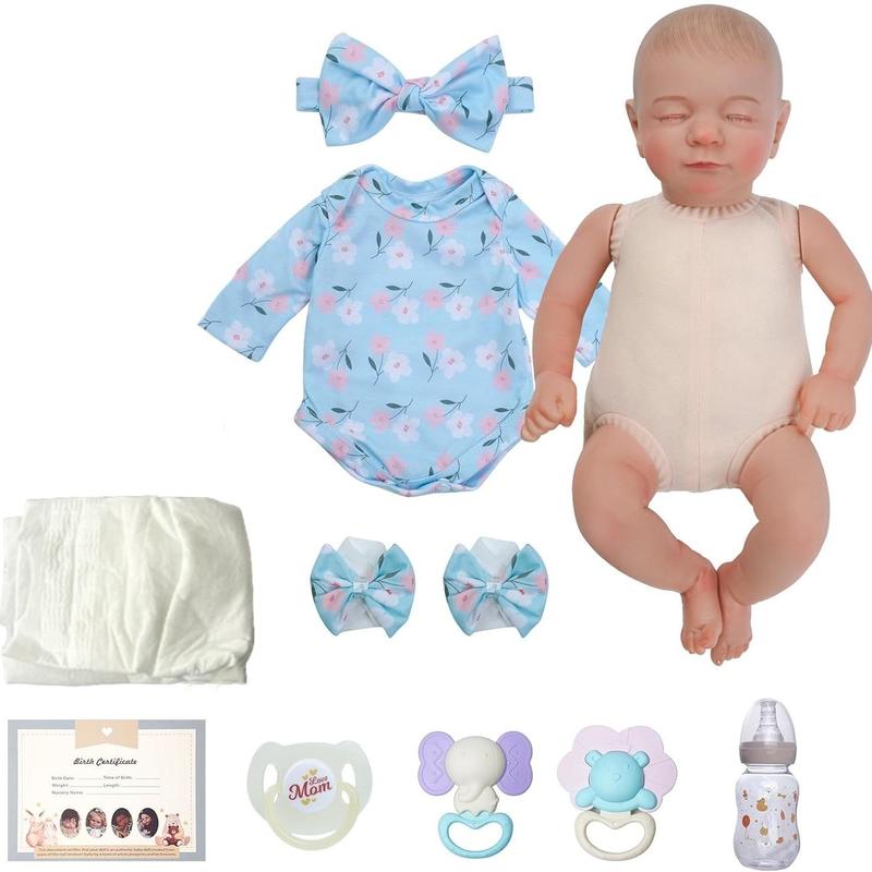 Lovely Reborn Doll with Clothes & Accessory, 1 Set 17 Inch Soft Body Realistic Doll, Creative Doll Toy for Birthday Festival Gifts 7