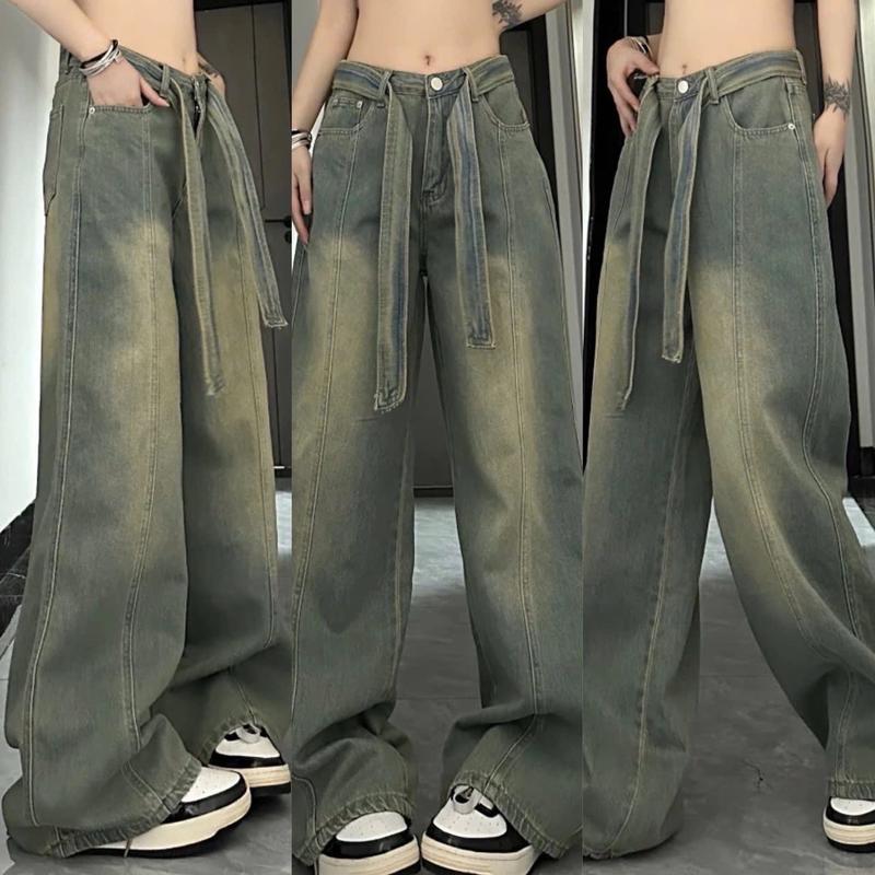 {SUÔNG NẤM LÙN - BẢN THƯỜNG} QUẦN JEANS SUÔNG KÈM ĐAI DÂY HOTTREND HACK DÁNG PHONG CÁCH TRẺ TRUNG NĂNG ĐỘNG 2024