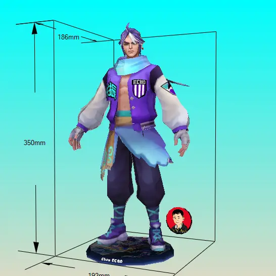 Action Figure Chou Echo Papercraft Mobile Legends Toy Kertas Stick Games
