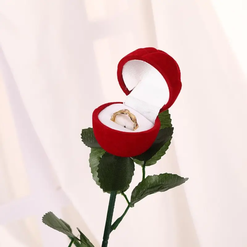 Artificial Rose Ring Box, Romantic Rose Gift Box, Exquisite Gift Box for Wedding Birthday Festival Party, Gift Wrapping Supplies 0