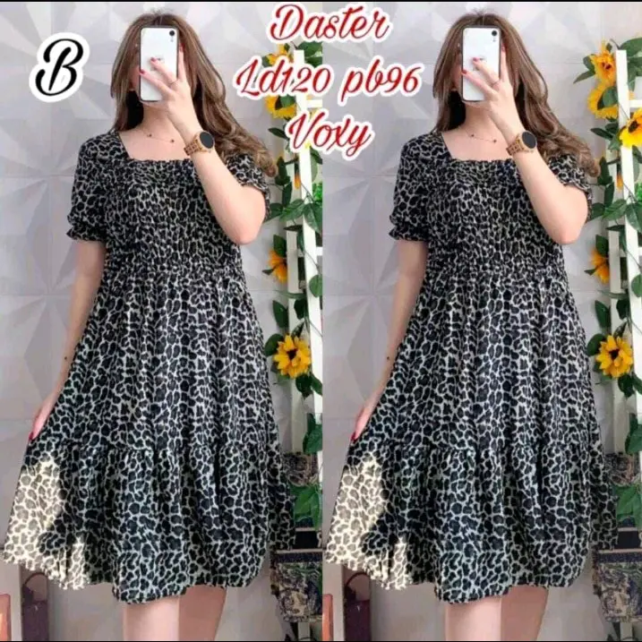 baju daster wanita macan dress leopard mama cetar jumbo harga murah promo Rempel Tebal Pendek Motif 6