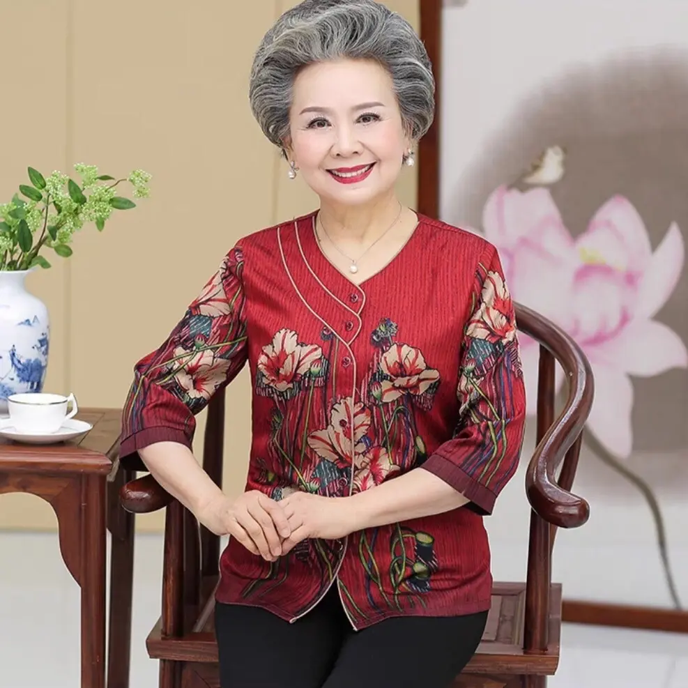 Atasan healthy floral 0002 original Three M baju nenek orang tua murah terbaru trending import cina keren terlaris best Santai