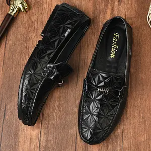 Prelesty Kulit Asli Sepatu Casual Slip On Pria Slop Mocasin Santai Tanpa Tali Kantor Cowok Murah Keren Pantofel Full Hitam 049
