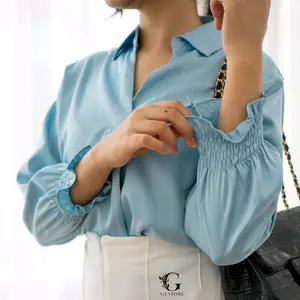 Jasmine Satin Blouse Polos baju panjang Atasan Basic Casual Kerja Wanita Top Standar Formal Simple