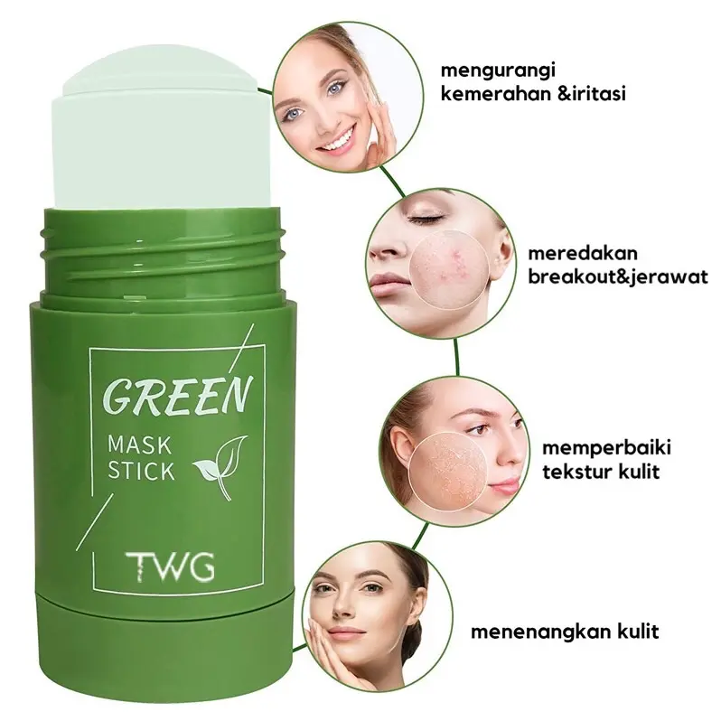 Meidian Green Tea Mask cleansing clay Stick masker wajah/TWG GREEN STICK Greentea 2