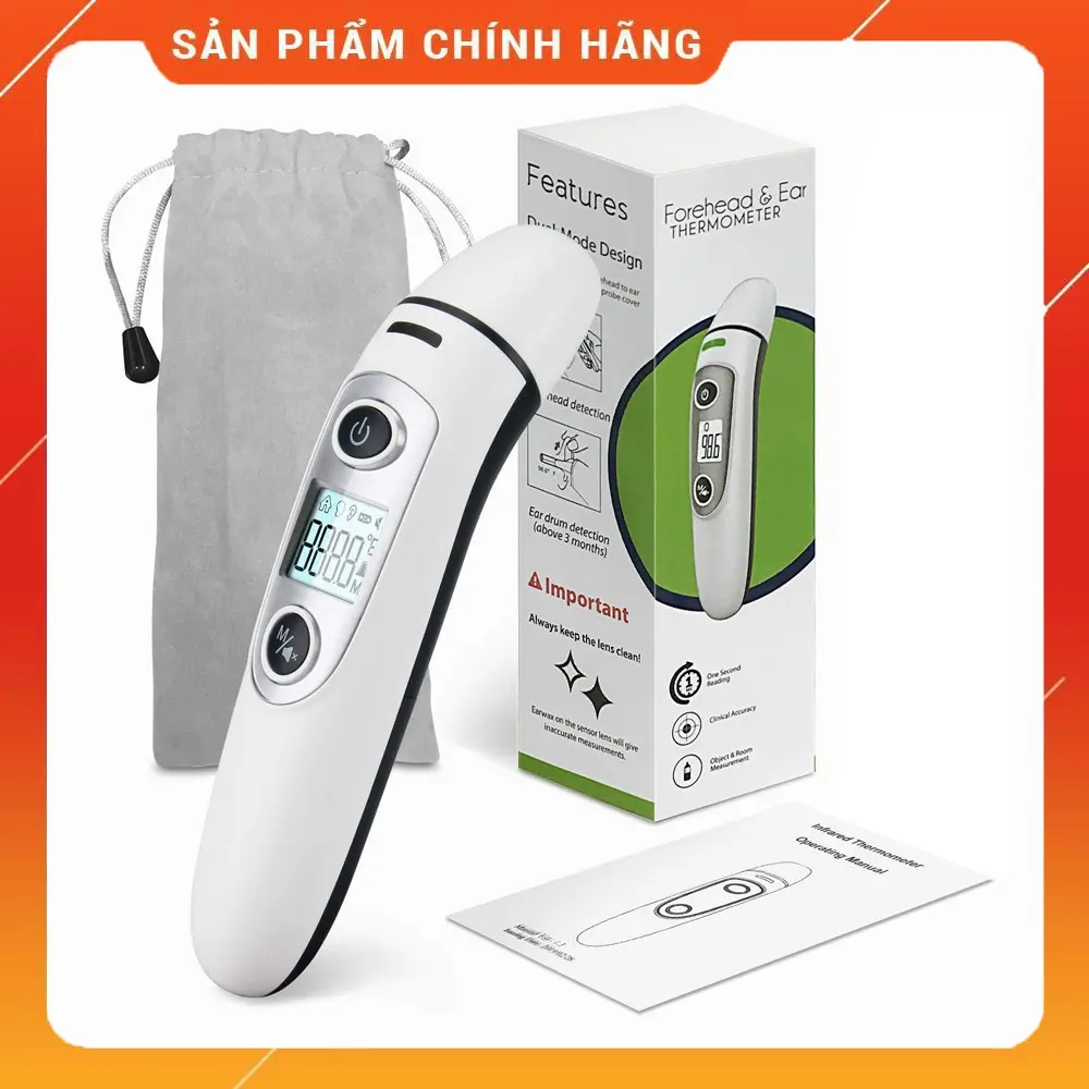 Nhiệt kế điện tử hồng ngoại đo trán đo tai, máy đo thân nhiệt Finicare