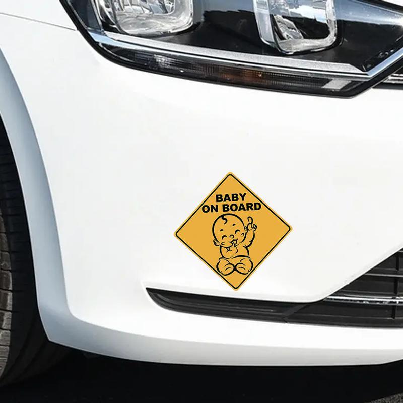 Baby Safety Warning Sticker, Cartoon Baby Pattern Decal, Waterproof Car Sticker For Window Bumper 4