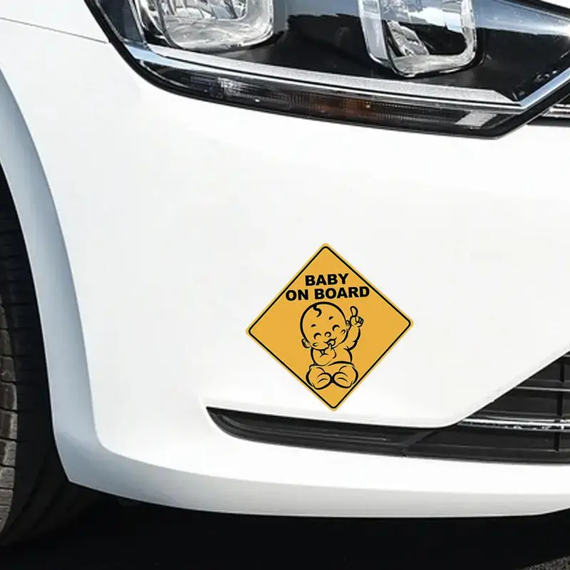 Baby Safety Warning Sticker, Cartoon Baby Pattern Decal, Waterproof Car Sticker For Window Bumper 4