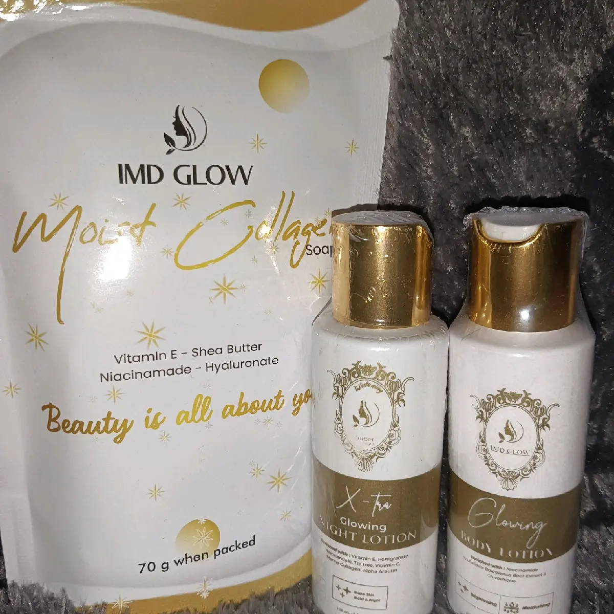 Hb X-tra Glowing Paket Lengkap Pemutihan Body Lotion Siang Malam Sabun Batang