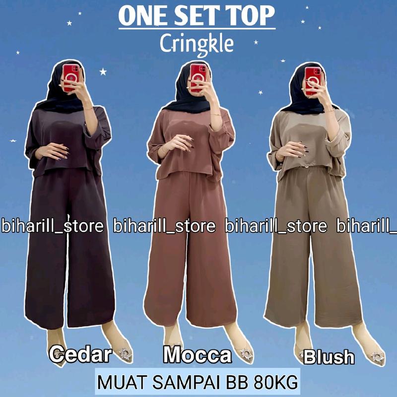 Glory One set crop top Cringkle Airflow - Setelan Wanita Cringkle One Set termurah 1