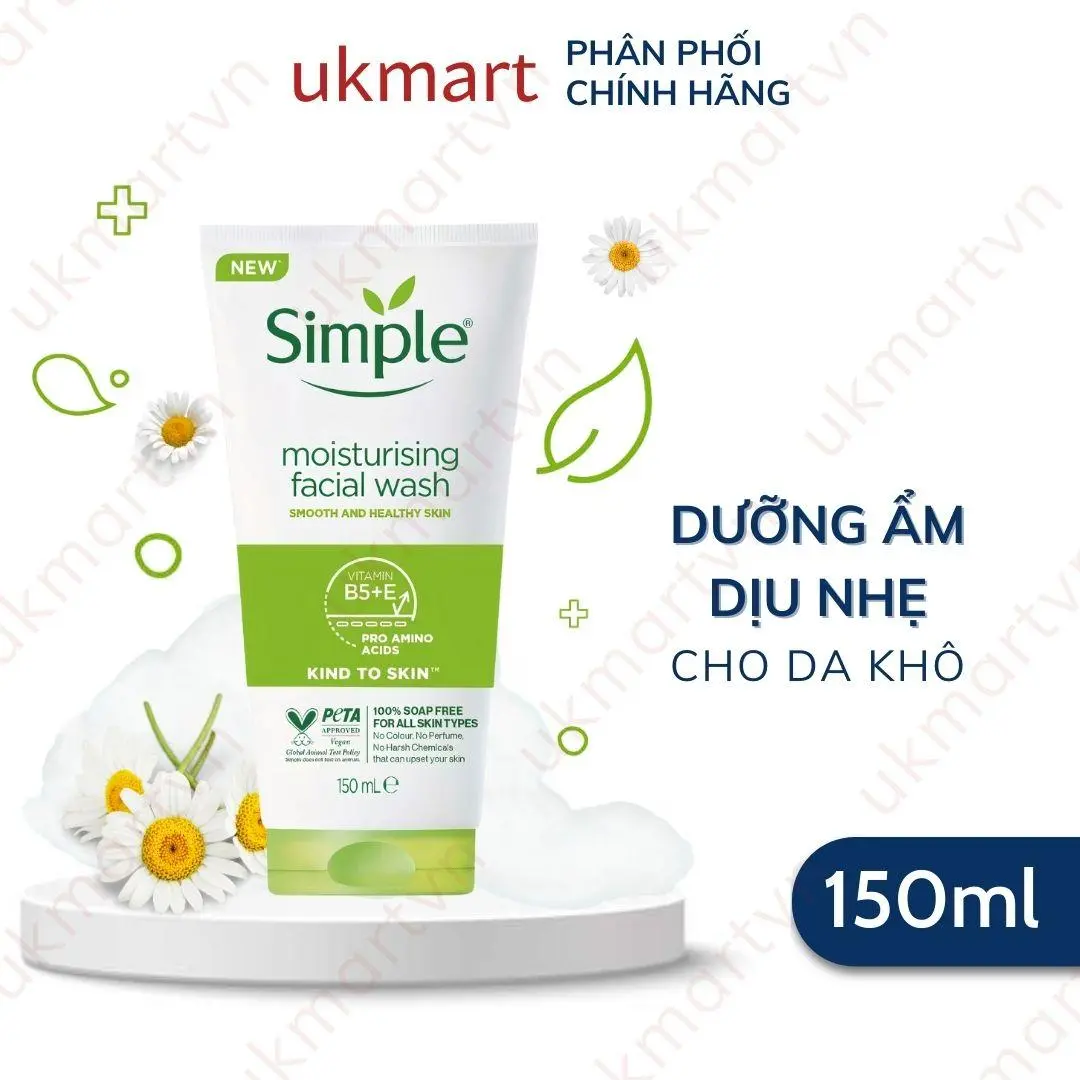 Sữa Rửa Mặt Simple Dành Cho Da Khô, Da Nhạy Cảm Moisturising Facial Wash 150ml