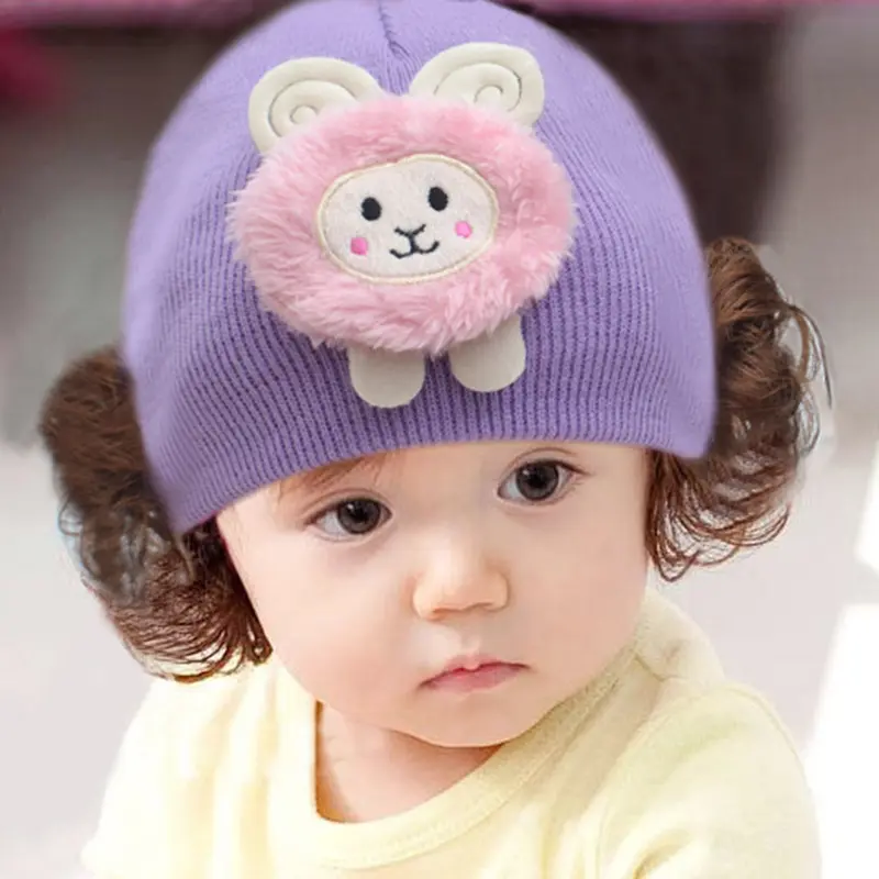 Godhagiv-Mũ Len Cho Bé Gái Và Bé Trai, Dễ Thương, Thỏ, Động Vật, Sợi Len, Đan, Tóc Giả, Mũ, Mũ Đầu Lâu 3
