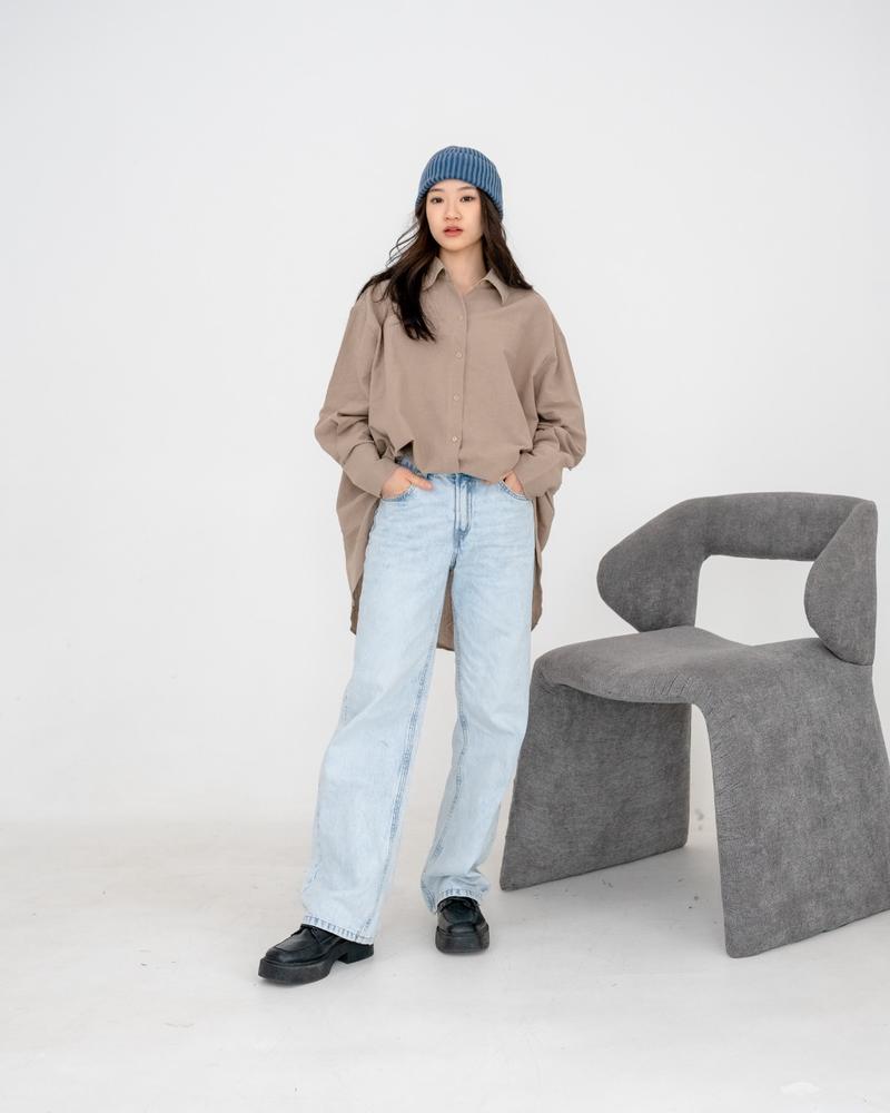 Product Introduction of [Seminggu.rtw] Pocca Oversized Shirt / Atasan Wanita / Kemeja Lengan Panjang Wanita / Kemeja Linen / Kemeja Oversized 0