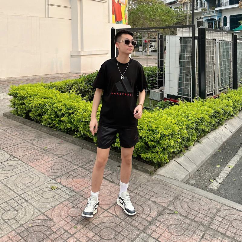 Bộ thể thao nam nữ B88 họa tiết cao su dập nổi áo chất cottong quần chất gió fom chuẩn