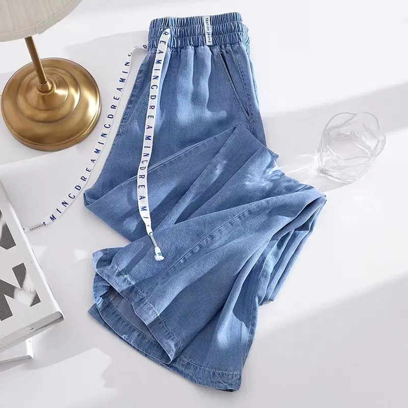 Lyocell Quần Jean Nữ Thường Ngày, Quần Ống Rộng Lụa Lạnh, Mỏng, Cạp Cao, Ống Xuông, Mùa Xuân Và Mùa Thu, Cá Tính 1