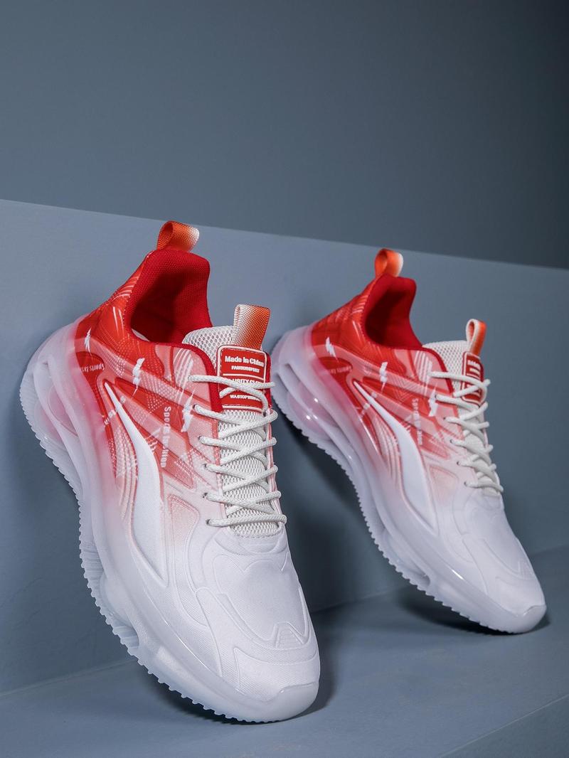Product Introduction of Men's Fashionable Ombre Pattern Lace Up Air Cushion Running Shoes, Casual Breathable Comfortable Wear-Resistant Sports Shoes, All-Match Outdoor Running Shoes for Daily Wear 8
