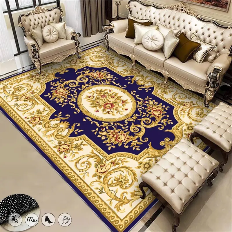 Thảm Trải Sàn Bali Hoạ Tiết Hoàng Gia Cổ Điển, Thảm Trải Phòng Khách Đế Cao Su Chống Trơn Trượt Nhiều Kích Thước 4
