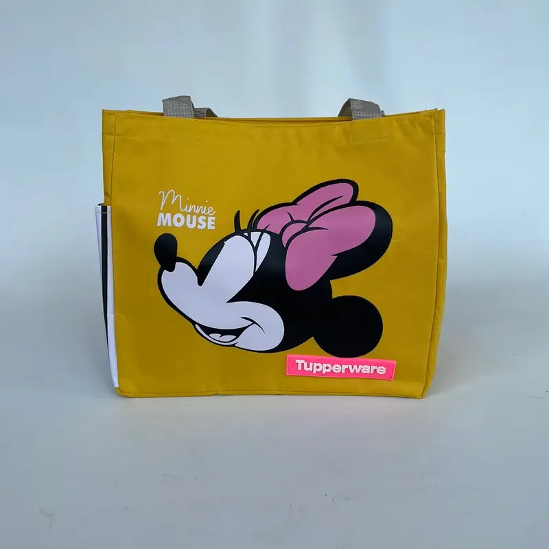 Tas bekal Minnie Mouse  (zipper bunga ori) Hitam Karakter Pink 2