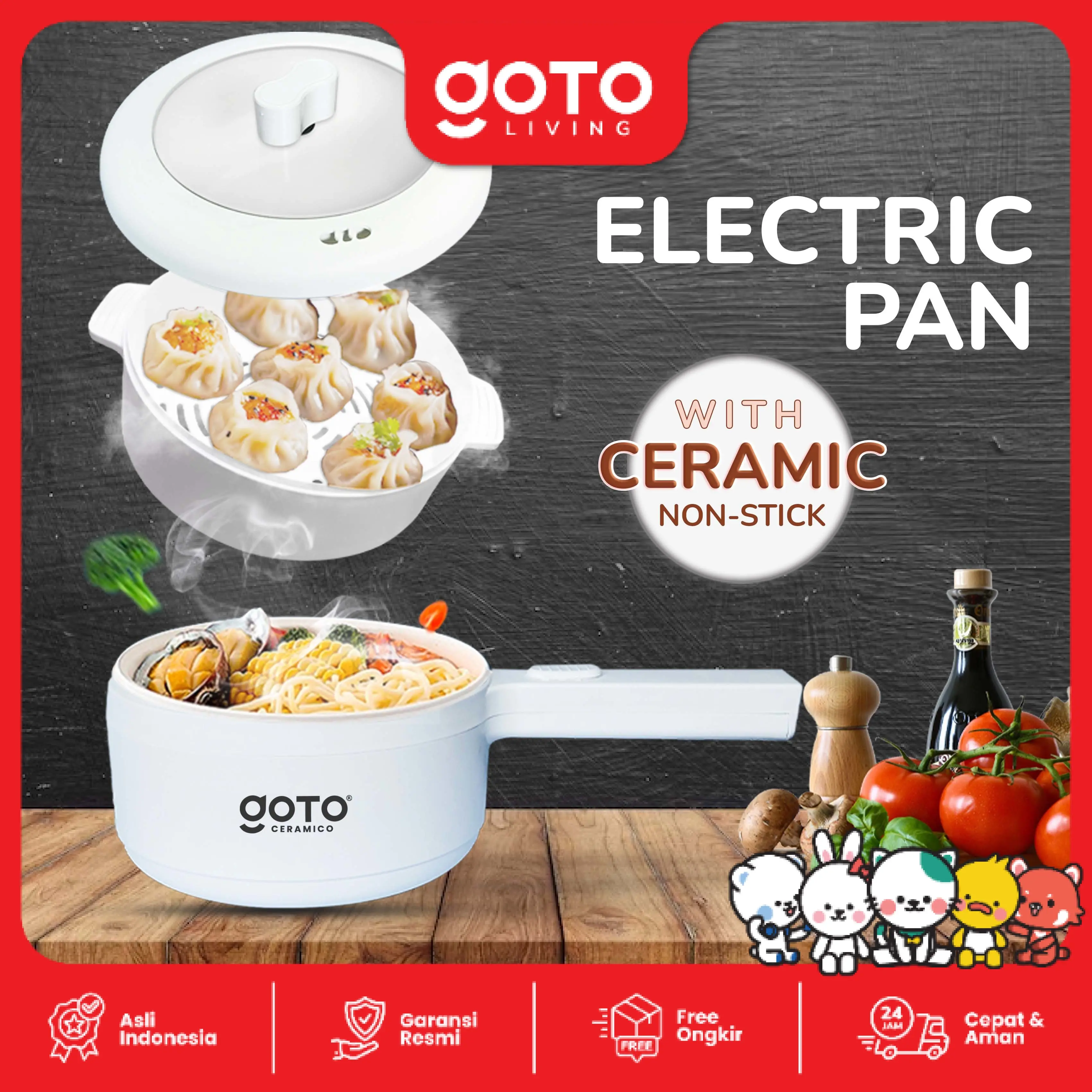 Goto [COD] Ceramico Panci Listrik Fry Pan Electric Cooker Keramik Serbaguna