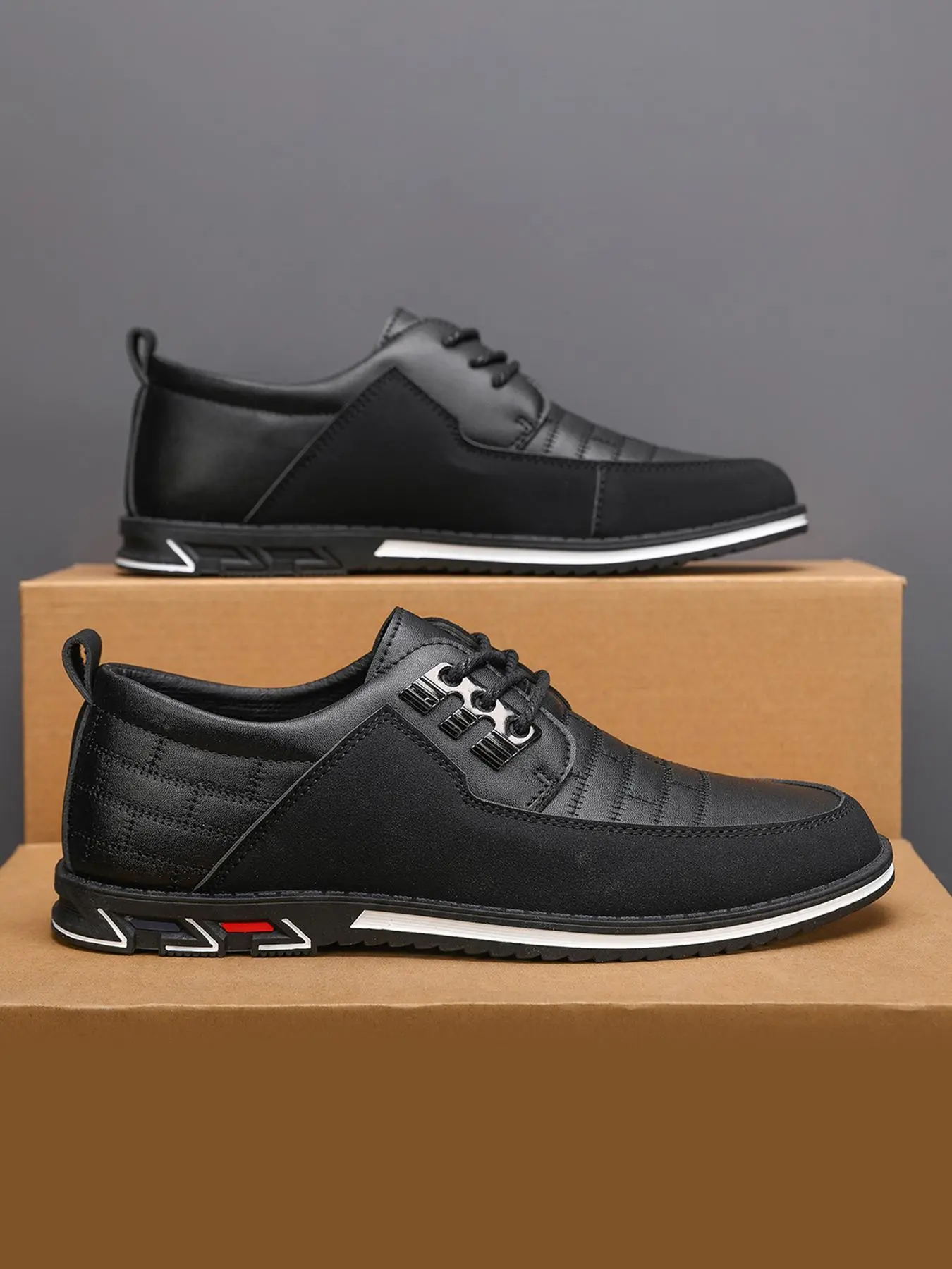 Men's Casual Lace Up Dress Shoes, Fashionable Comfortable Non-slip Loafers for Daily Wear, Lightweight Breathable Shoes for All Seasons, Boy