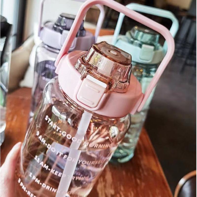 Botol minum Jumbo 2 LITER Motivasi Penanda waktu Tritan Quifit Handle BENING 2000ML Botol Minum 2L COD Supercook 5
