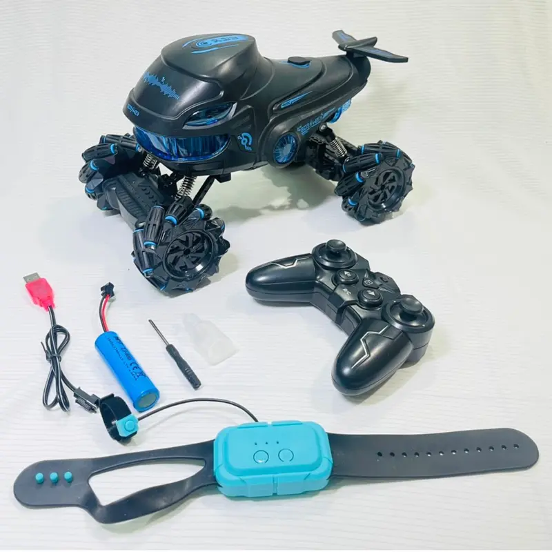 Xe Địa Hình Điều Khiển Từ Xa Cá Mập Bay Gầm Cao Có Phun Khói, Xoay 360 Độ, Dùng Pin Sạc Toy Đồ Chơi Xe Đua Xe Đua 1