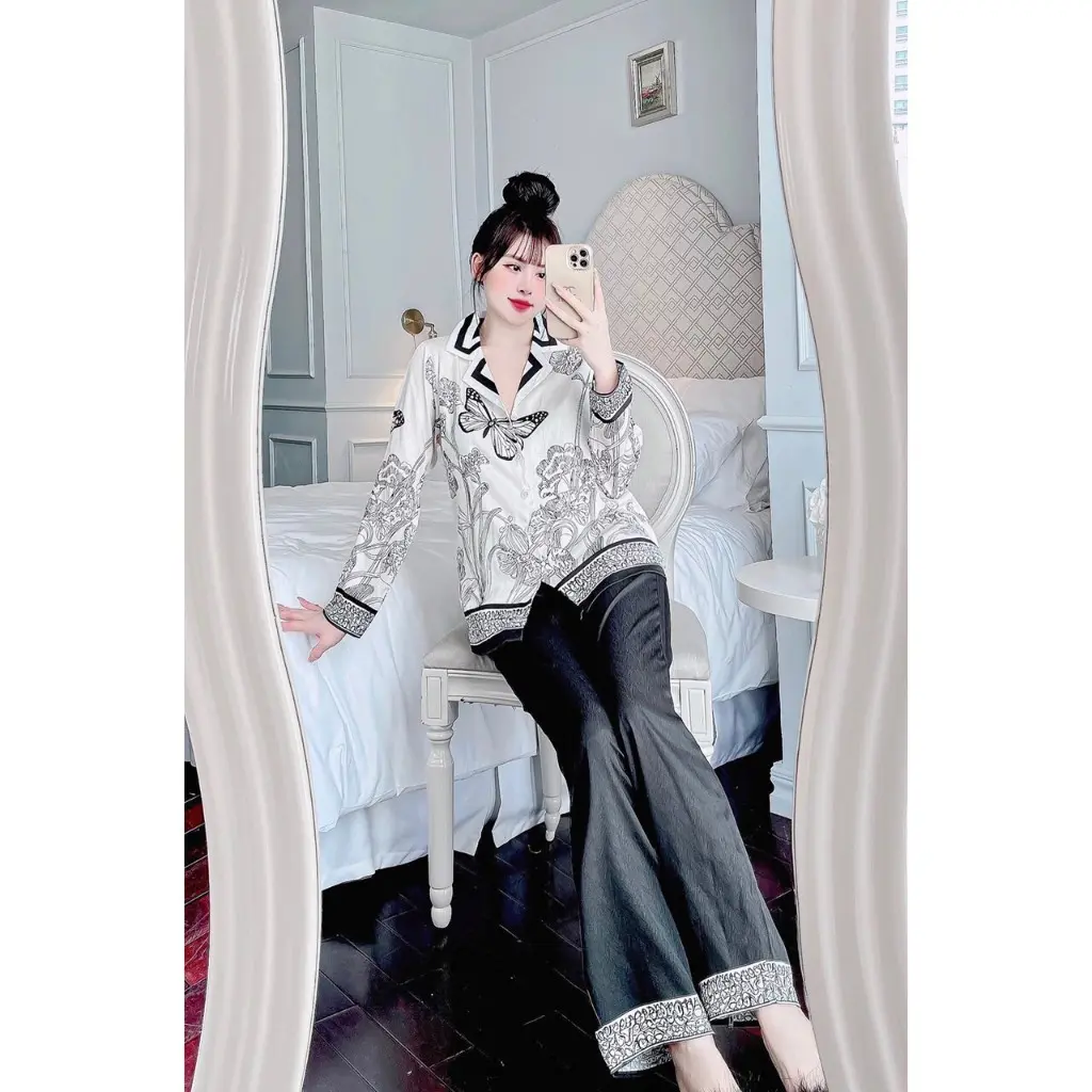 Pijama Lụa gấm Naomi Py Set Voi Nhung