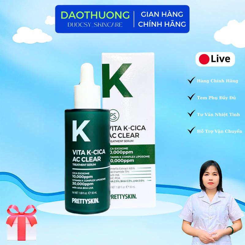 Pretty skin: Tinh chất phục hồi Vita K-Cica AC Clear Treatment Serum (lọ 50ml) Skincare Làm đẹp da Phục hồi da khô chống lão hóa cấp phuc
