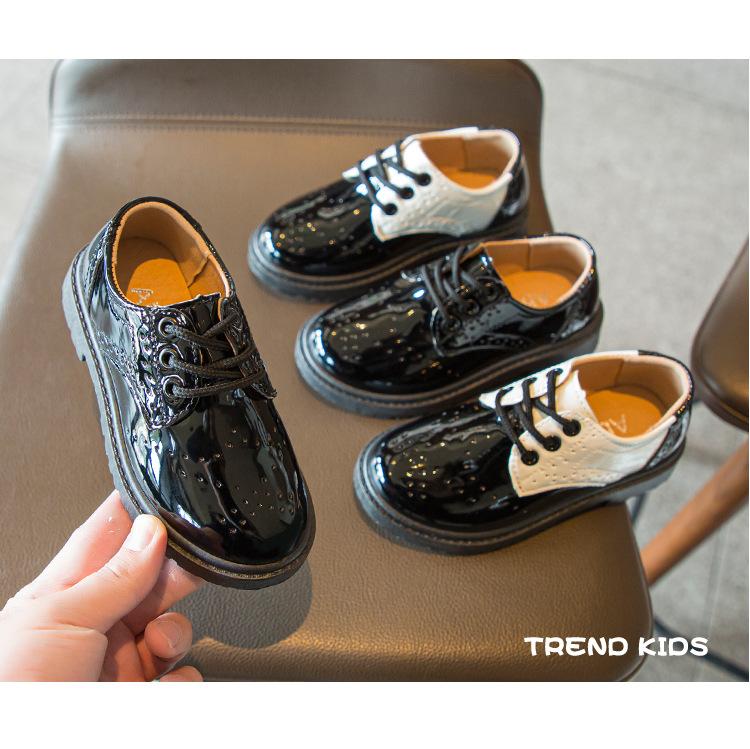 Product Introduction of Spring and Autumn New Children's Black Leather Shoes Lace-up Fashion British Style Boys Performance Shoes Girls Performance Shoes Soft Bottom 12