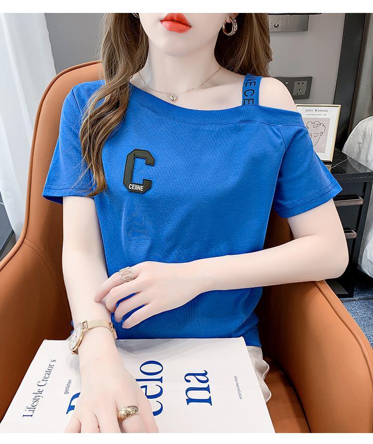Product Introduction of Áo Phông Cotton Ngắn Tay, Nữ Và Cô Gái Nóng Bỏng, Trang Phục Mùa Hè, Phong Cách Hồng Kông, Ins, Dễ Thương Và Gợi Cảm, Sling, Trễ Vai, Cổ Áo Rộng Rãi, Áo Trễ Vai, Thời Trang 25