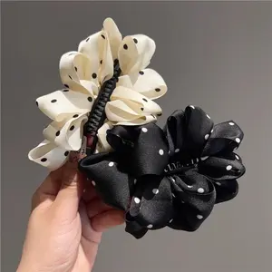 Senyum H1177 Jepitan Rambut Jedai Banana Clip Aksesoris Rambut Model Polkadot Hair Clip Pin Rambut Organza Cantik dengan Desain Polkadot Elegan Bahan Kain Bulu Halus Berat 16 Gram Ukuran 11x1x2 Cm