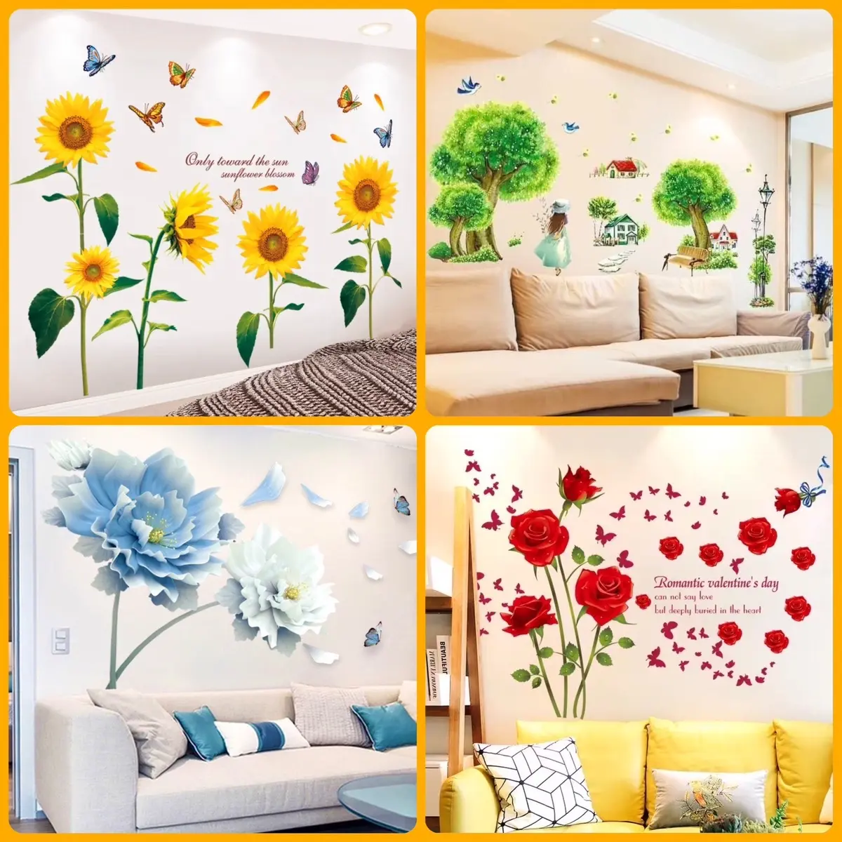 Decal dán tường trang trí phòng ngủ phòng khách (nhiều mẫu tổng hợp)