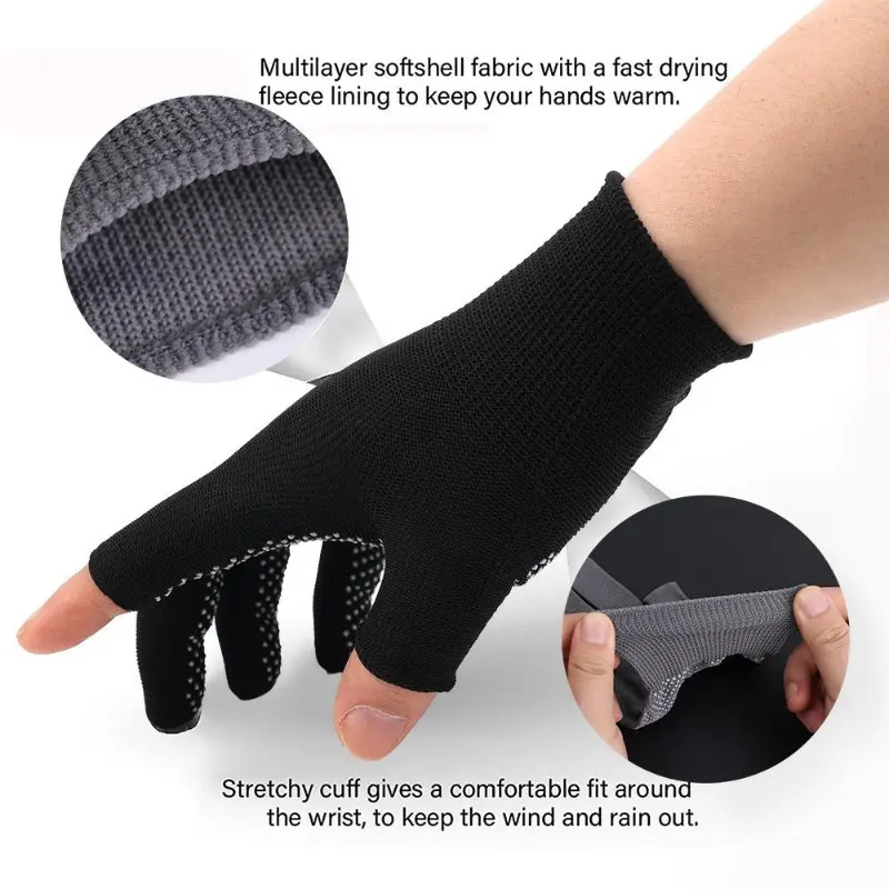 Găng Tay Nylon Chống Trượt, 1 / 2 Đôi, Để Làm Việc An Toàn Và Đạp Xe, Găng Tay Hở Ngón Thoáng Khí, Găng Tay, Dành Cho Nam Giới, Găng Tay Hở Ngón 3