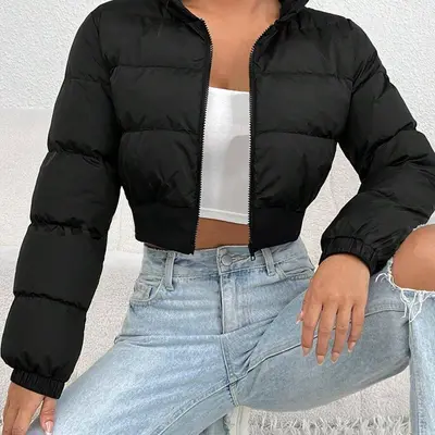 ASOS Cropped Puffer Jacket In Black (Gray) For Men Lyst