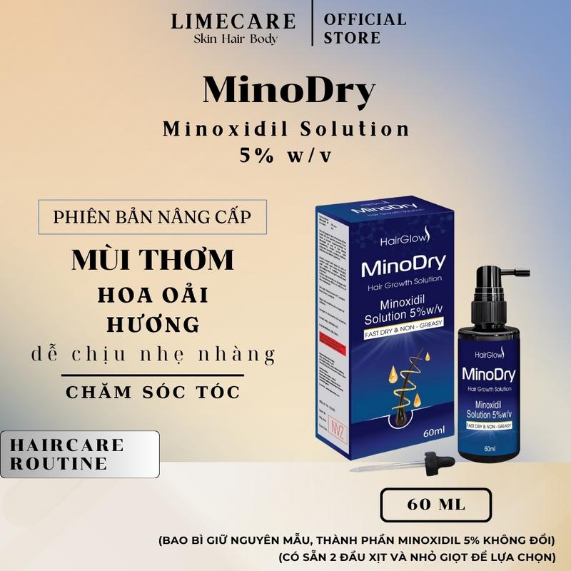 Minoxidil 5% phiên bản nâng cấp MinoDry Serum Hỗ trợ Kích Mọc Tóc Râu & Lông Mày không kích ứng da không bết tóc nhanh khô  60ml  