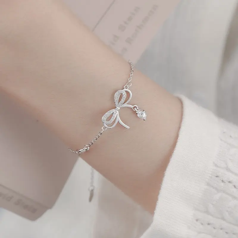 Vòng Tay Mặt Dây Chuyền Nơ Kim Cương Giả Tua Rua, Thời Trang Hàn Quốc, Dành Cho Nữ, Đồ Trang Trí Sinh Viên, Quà Sinh Nhật 8