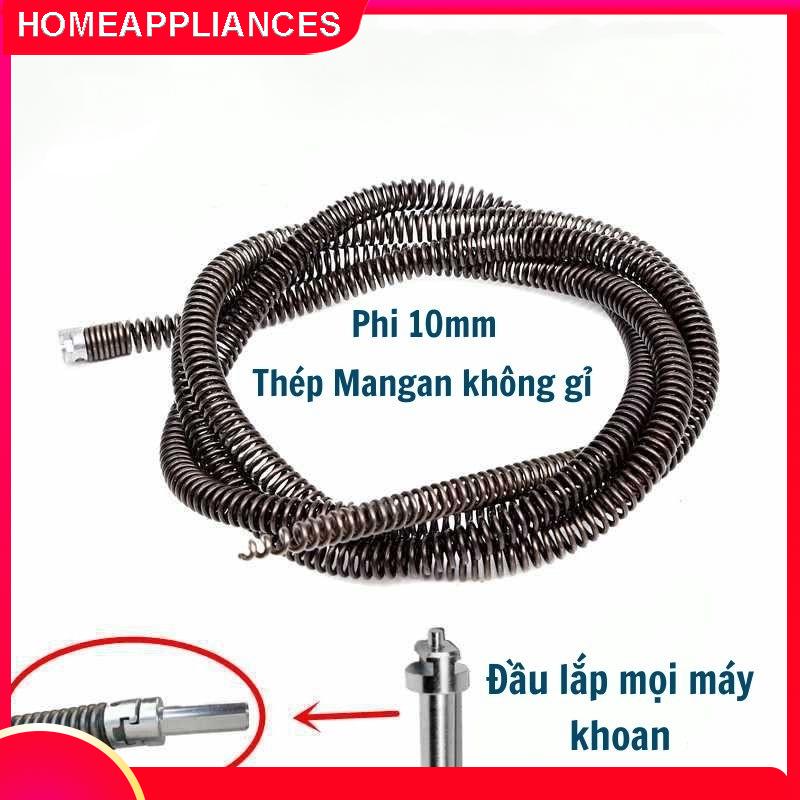 10m Dây Lò Xo Thép Mangan Không Gỉ Siêu Bền Dụng Thông Tắc Cống Thông Bồn Cầu Cực Mạnh Lắp Cùng Máy Khoan Dễ Sử Dụng