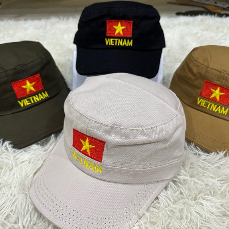 [Mua 1 tặng 1] Nón mũ full thêu cờ Việt Nam kaki xịn đầu băng không nút thoáng mát Cap Hat 0
