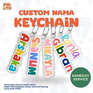 PIKATO Gantungan Kunci FREE Custom Nama Premium Keychain Acrylic UV Print
