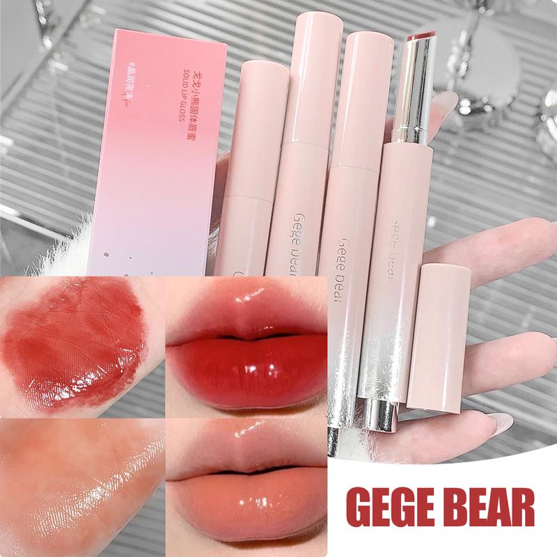 Gege Bear Jelly Solid Lip Gloss Cute Hydrating Mirror Red Brown Lipstick Clear Moisturizing Lips Tint Nature Nude Lip Makeup Cosmetics 1