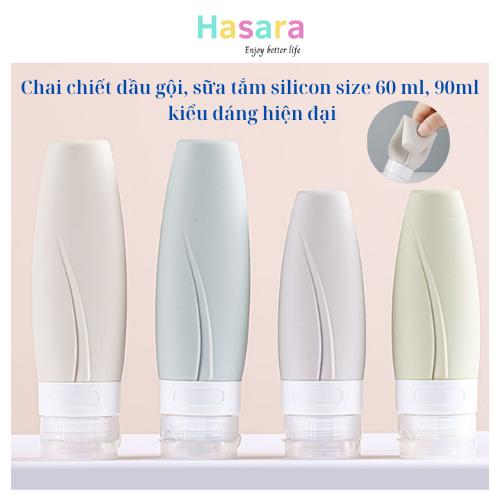 Chai chiết dầu gội chai đựng sữa tắm lọ chiết mĩ phẩm silicon 60ml 90ml kiểu dáng hiện đại tái sử dụng CC10 - Hasara